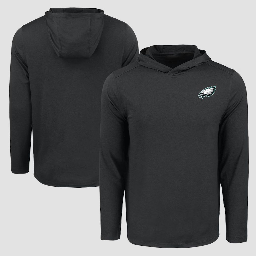 Men 2026 NFL Philadelphia Eagles Hooded long sleeved T-shirt black 06